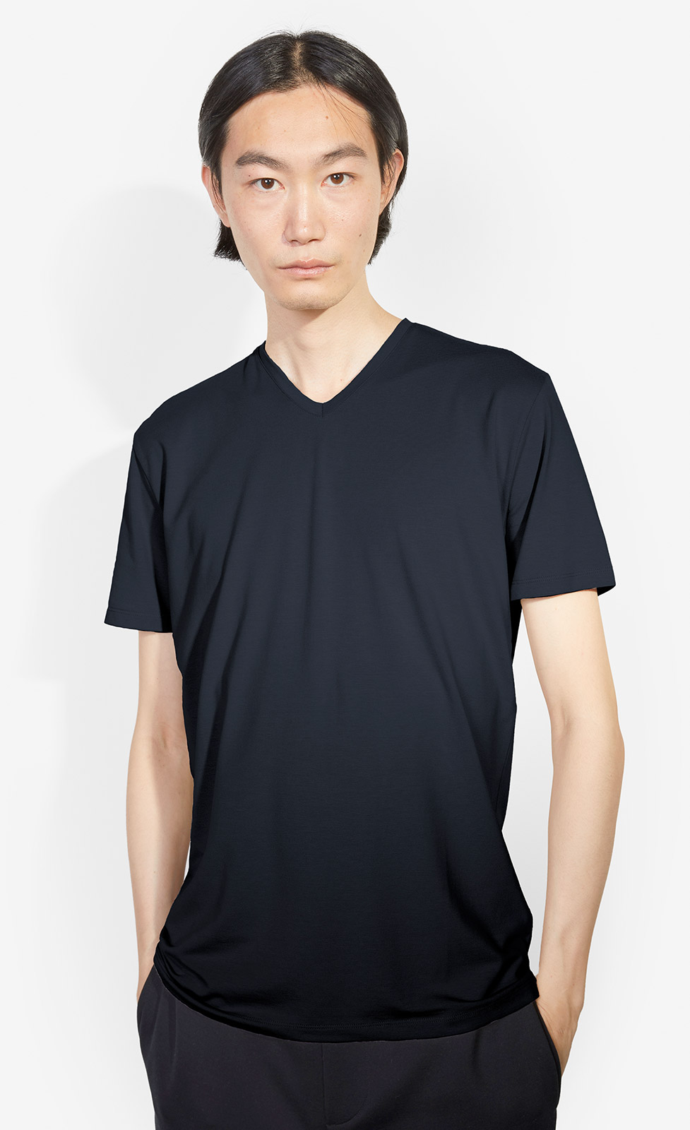 Hape - V-Ausschnitt T-Shirt aus Baumwolle-Modal-Mix